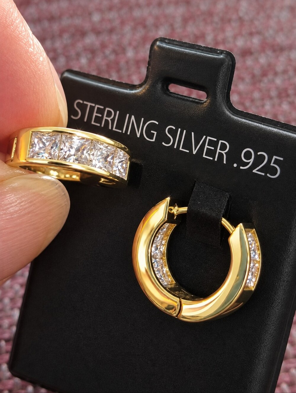 Brand New HUGGIES 14ct Gold Over Sterling Silver Moissanite